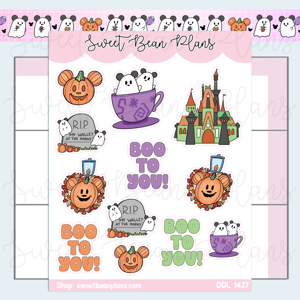 Spooky Park Doodles Vinyl Planner Stickers | Ddl 1427