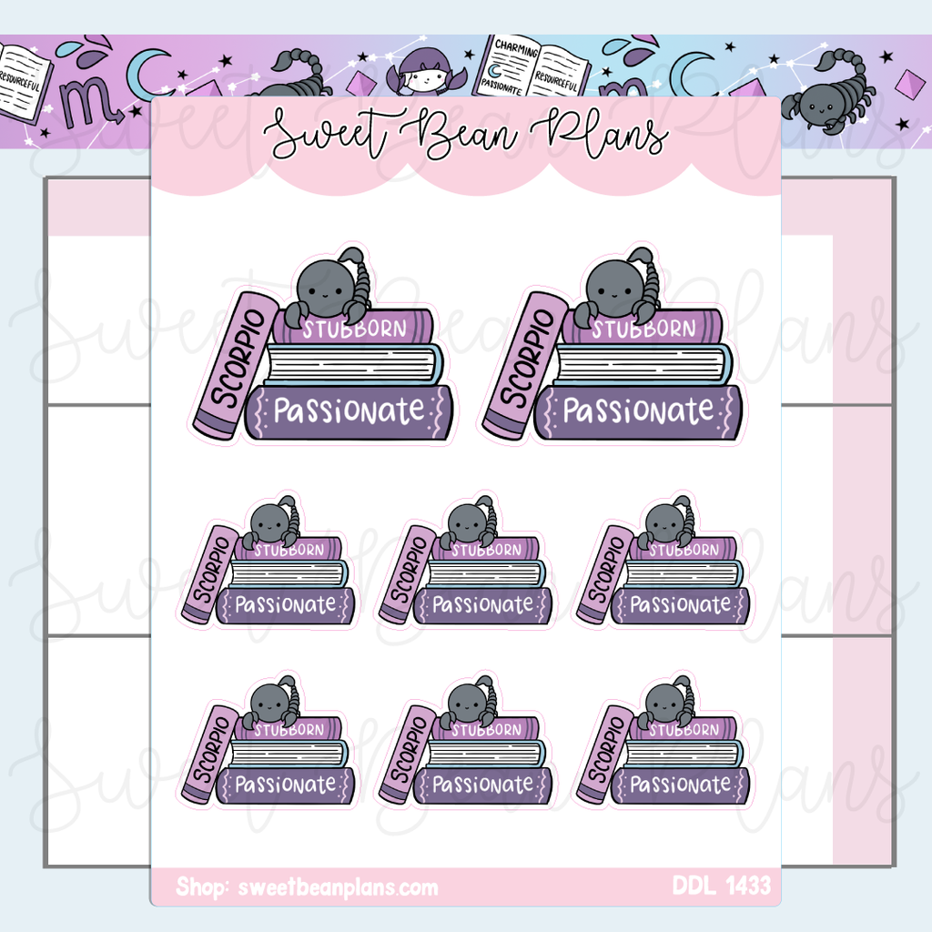 Scorpio Book Stack Vinyl Planner Stickers | Ddl 1433