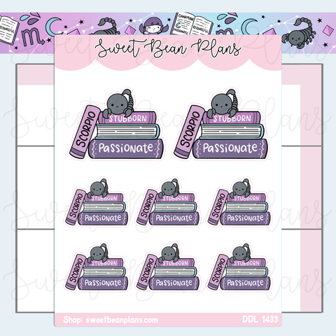 Scorpio Book Stack Vinyl Planner Stickers | Ddl 1433