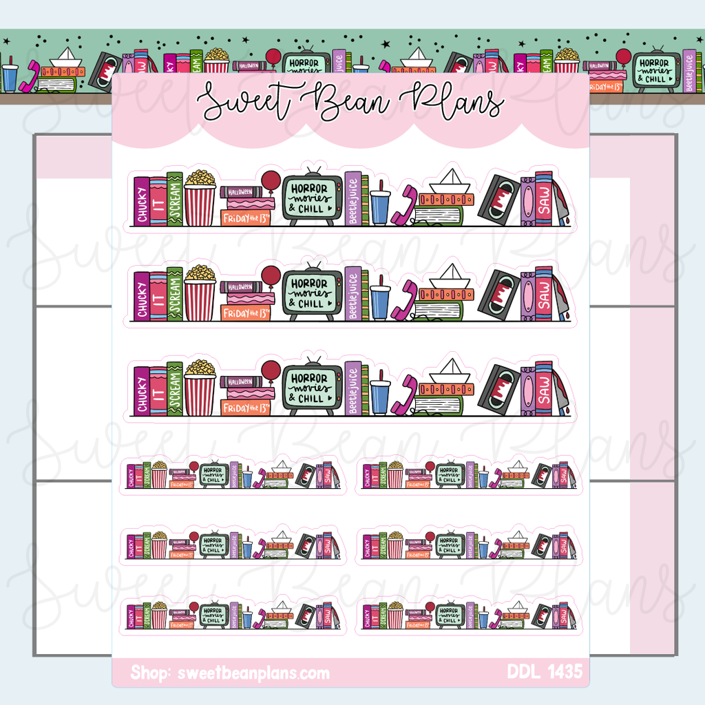 Horror Movies Shelf Vinyl Planner Stickers | Ddl 1435