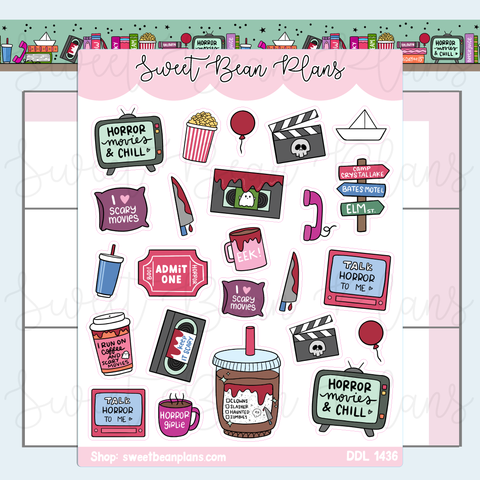 Horror Movie Doodles Vinyl Planner Stickers | Ddl 1436