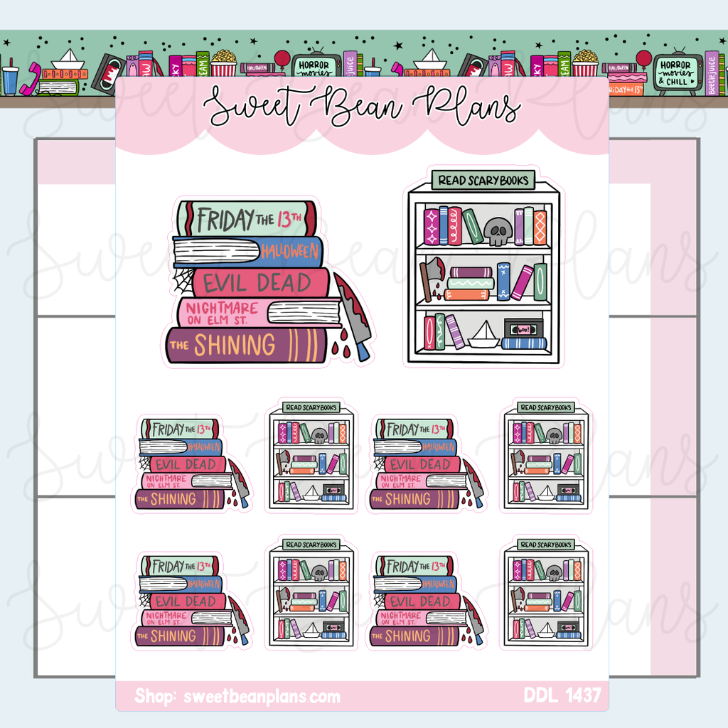 Horror Movie Bookish Doodles Vinyl Planner Stickers | Ddl 1437