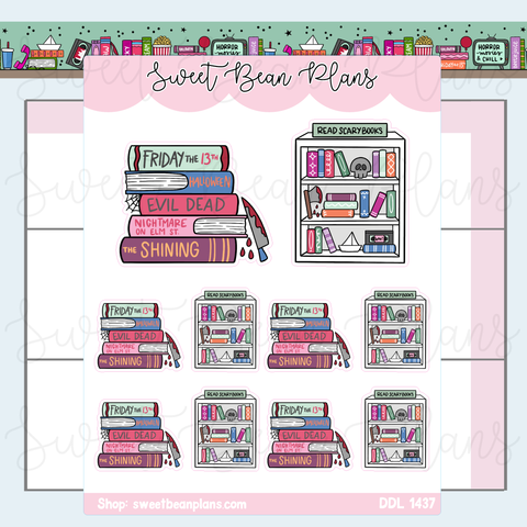Horror Movie Bookish Doodles Vinyl Planner Stickers | Ddl 1437