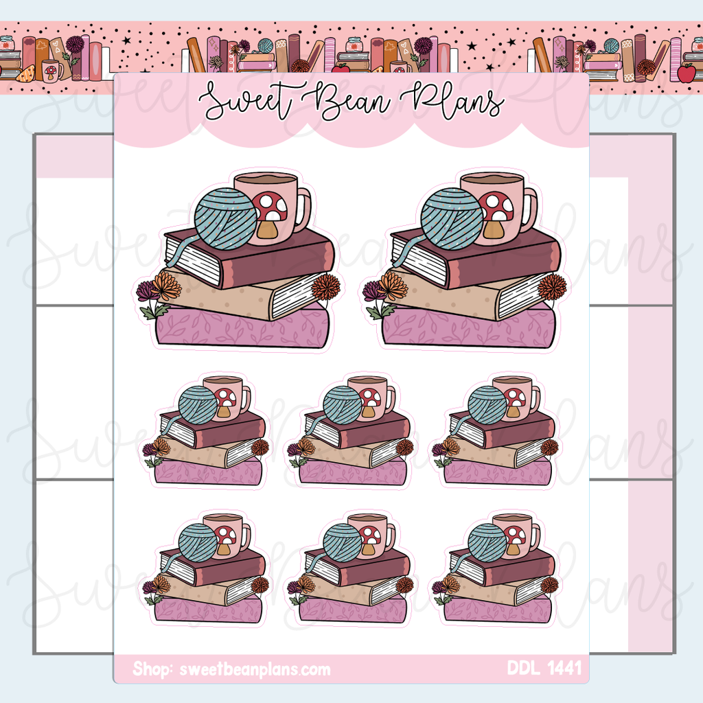 November 2025 Book Stack Vinyl Planner Stickers | Ddl 1441