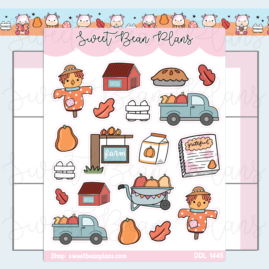Fall Farm Doodles Vinyl Planner Stickers | Ddl 1445