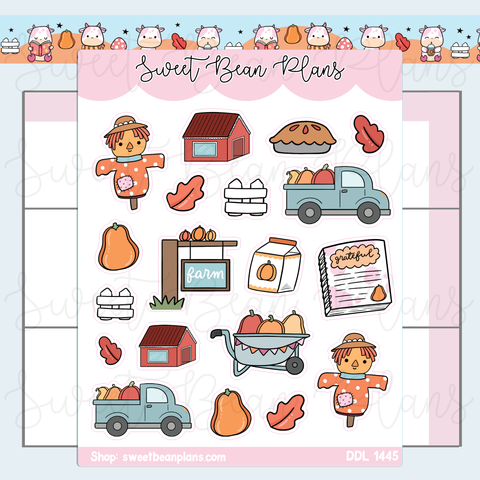 Fall Farm Doodles Vinyl Planner Stickers | Ddl 1445