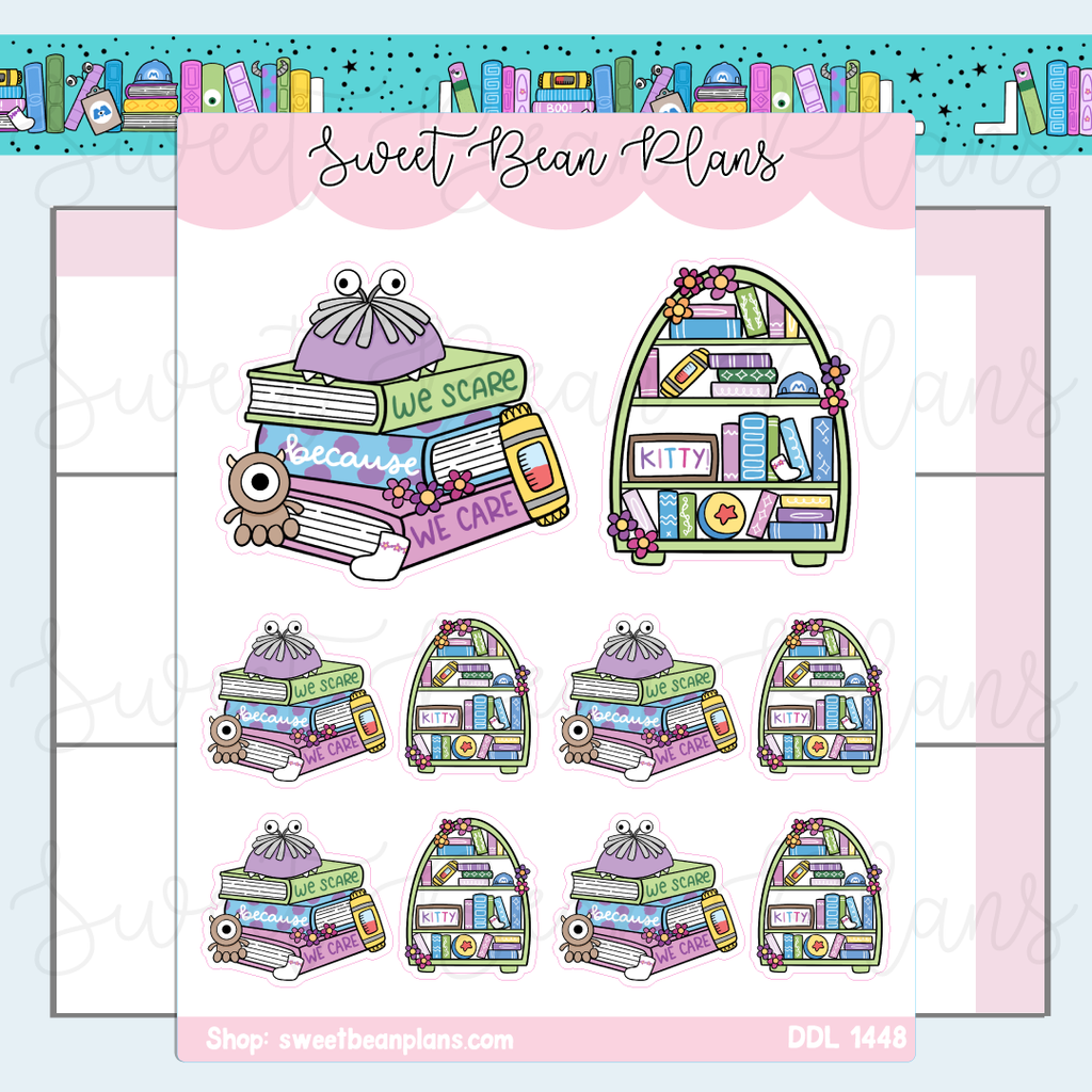 Monster Book Stack Vinyl Planner Stickers | Ddl 1448