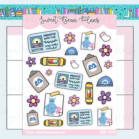 Monsters Doodles Vinyl Planner Stickers | Ddl 1449