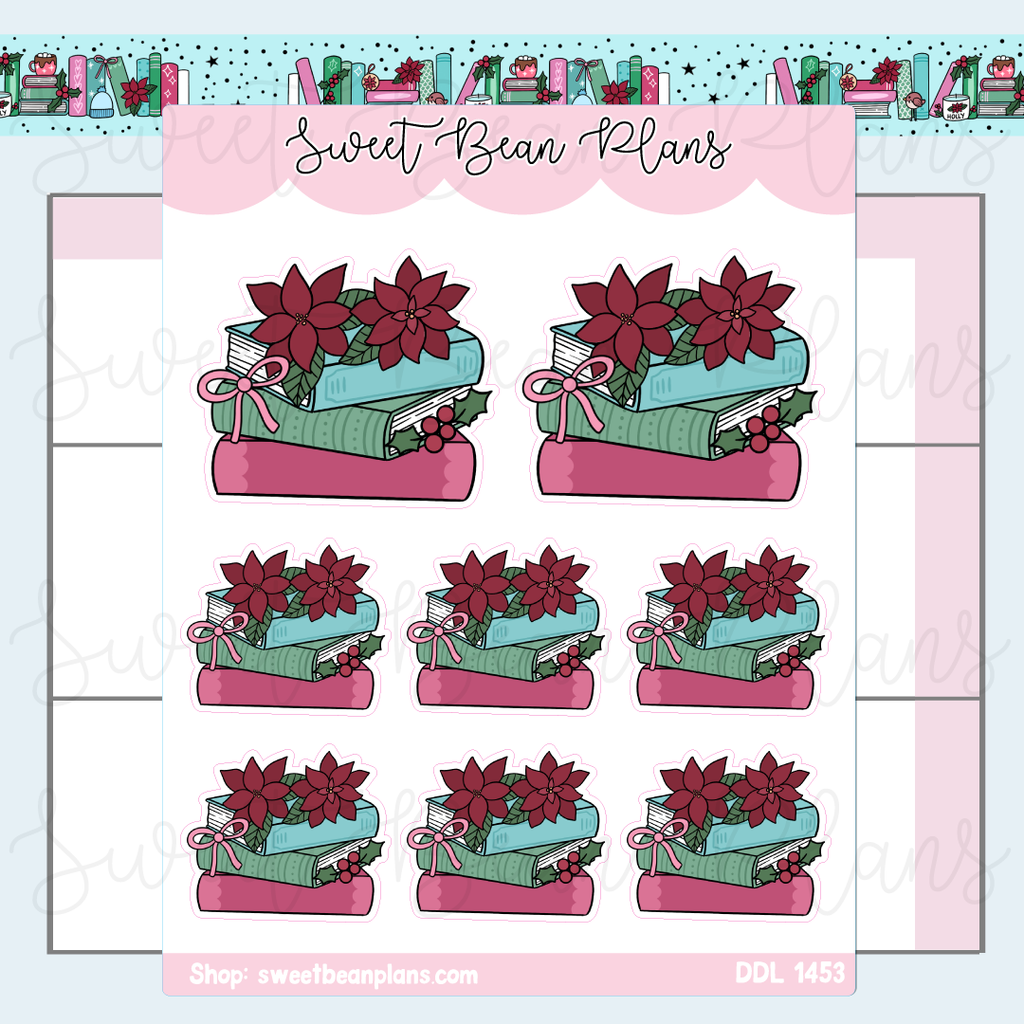 December 2025 Book Stack Vinyl Planner Stickers | Ddl 1453