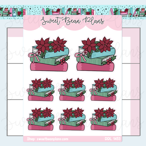 December 2025 Book Stack Vinyl Planner Stickers | Ddl 1453