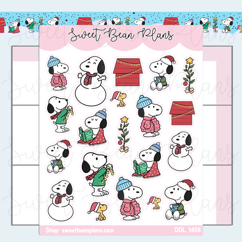 Xmas Peanut Doodles Vinyl Planner Stickers | Ddl 1456