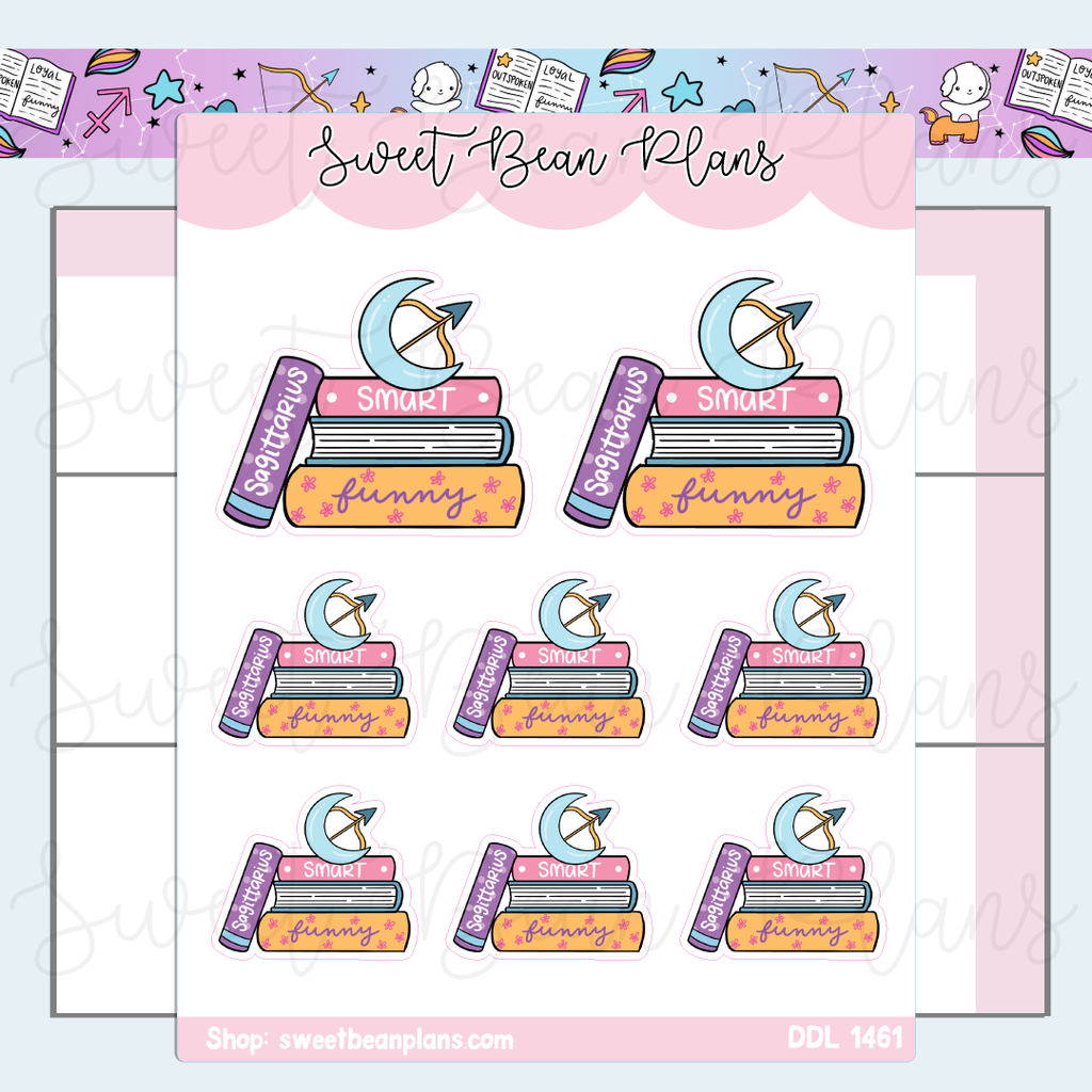 Sagittarius Book Stack Vinyl Planner Stickers | Ddl 1461