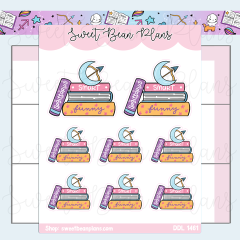 Sagittarius Book Stack Vinyl Planner Stickers | Ddl 1461