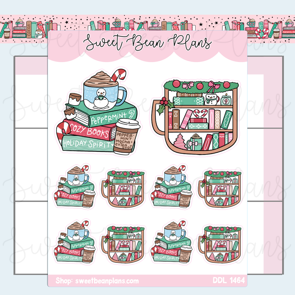 Peppermint Book Stack Vinyl Planner Stickers | Ddl 1464