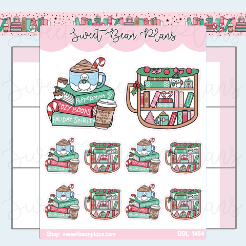 Peppermint Book Stack Vinyl Planner Stickers | Ddl 1464