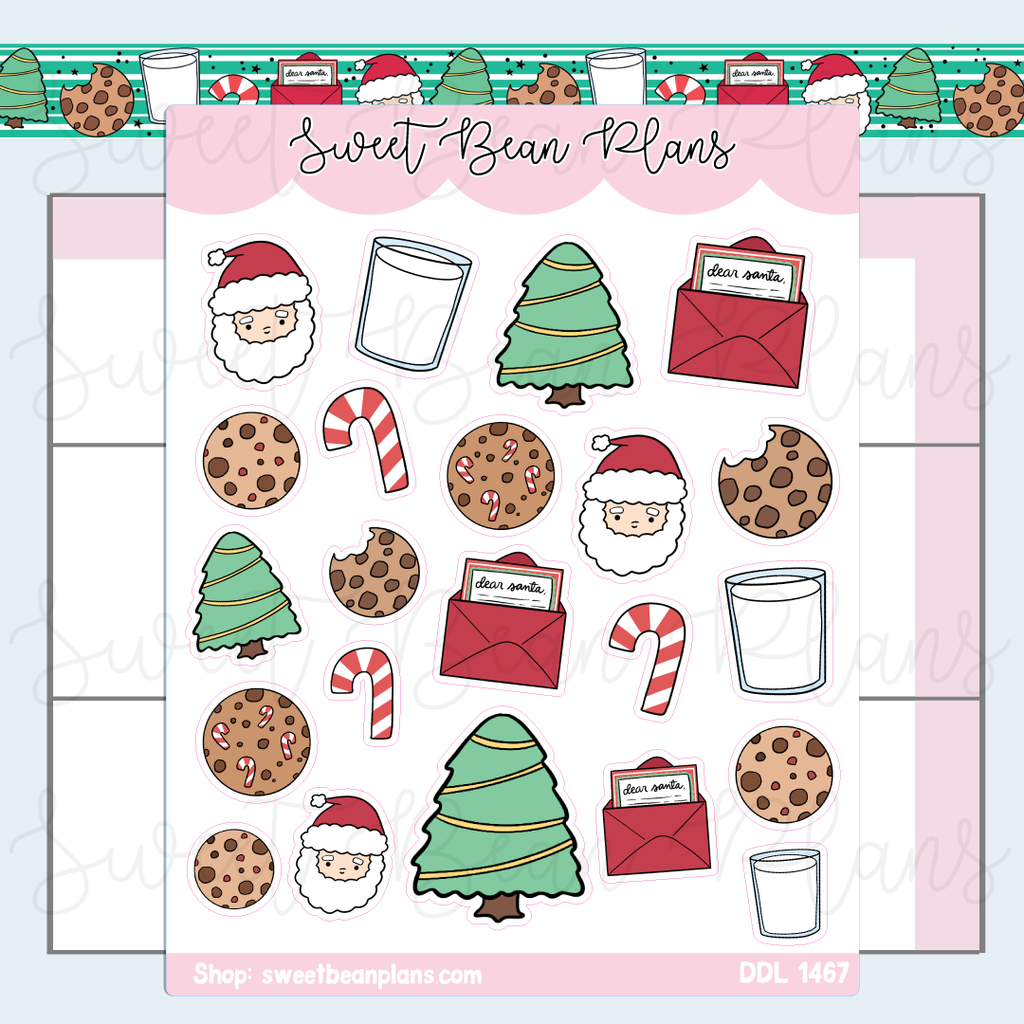 Santa Cookies Doodles Vinyl Planner Stickers | Ddl 1467