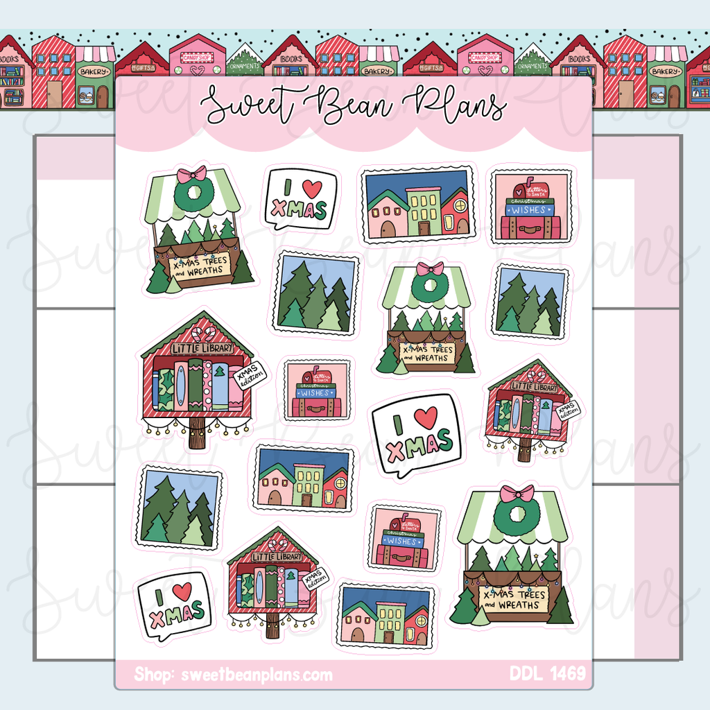 Christmas Doodles Vinyl Planner Stickers | Ddl 1469