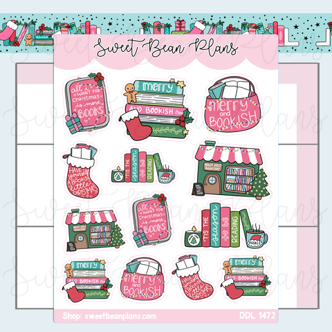 Merry Bookish Doodles Vinyl Planner Stickers | Ddl 1472