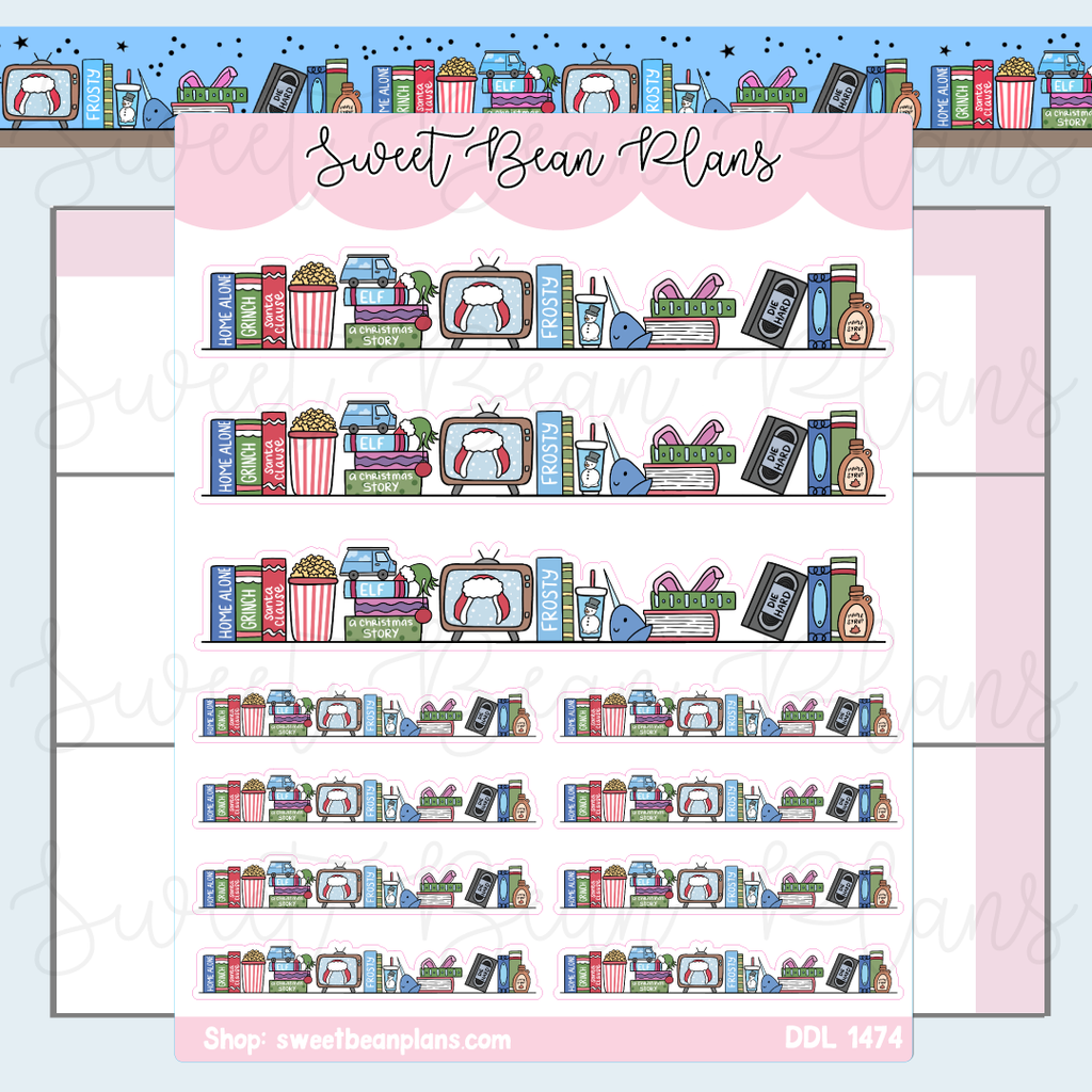 Xmas Movie Shelf Vinyl Planner Stickers | Ddl 1474