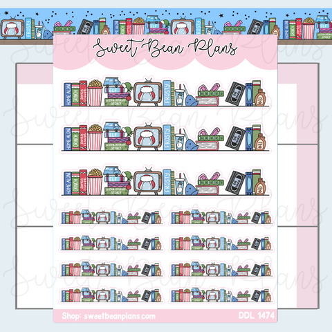 Xmas Movie Shelf Vinyl Planner Stickers | Ddl 1474