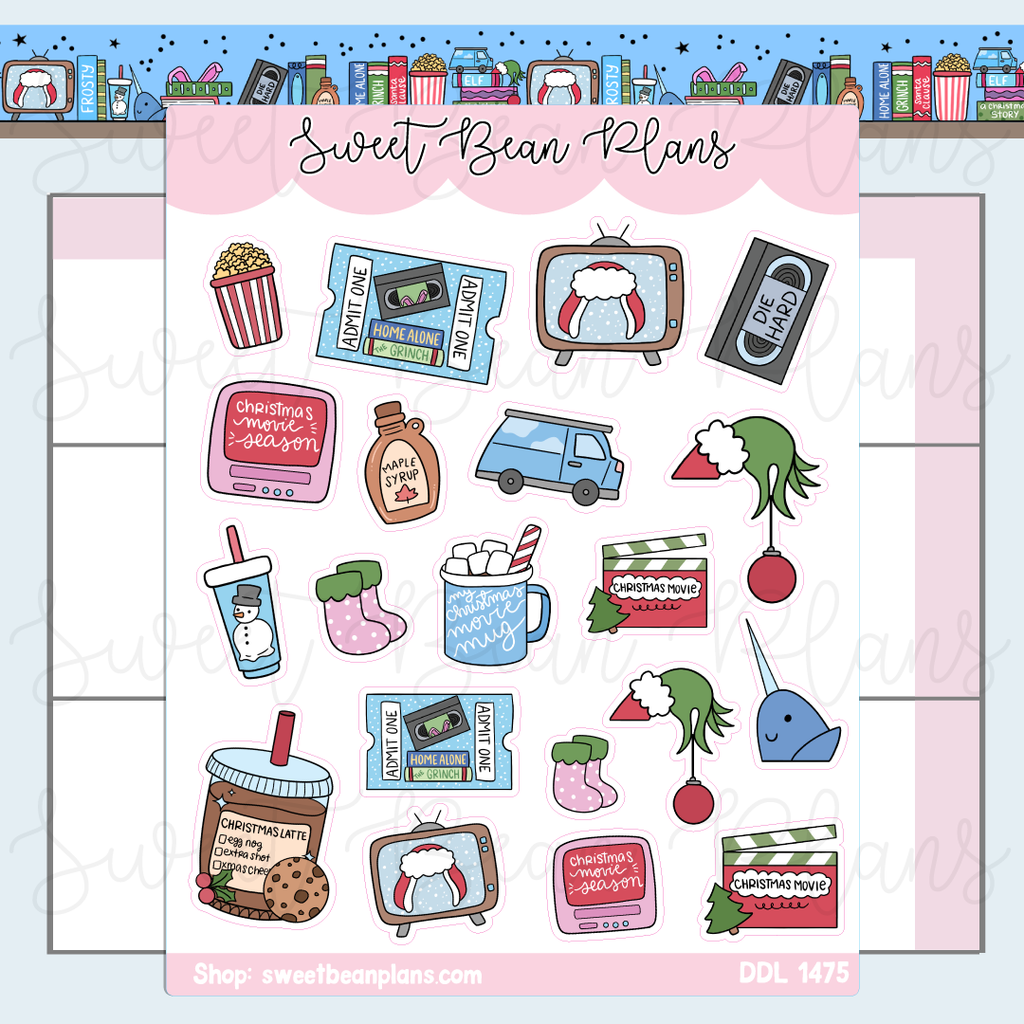 Xmas Movie Doodles Vinyl Planner Stickers | Ddl 1475