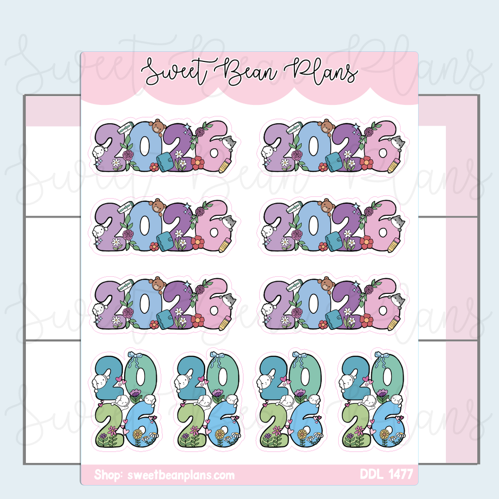 2026 Bean Doodles Vinyl Planner Stickers | Ddl 1477