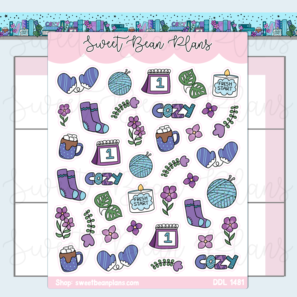 January 2026 Doodles Vinyl Planner Stickers | Ddl 1481