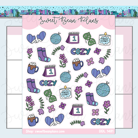 January 2026 Doodles Vinyl Planner Stickers | Ddl 1481