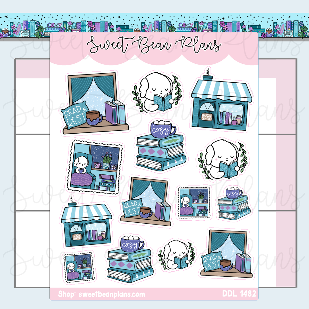 January 2026 Bookish Doodles Vinyl Planner Stickers | Ddl 1482