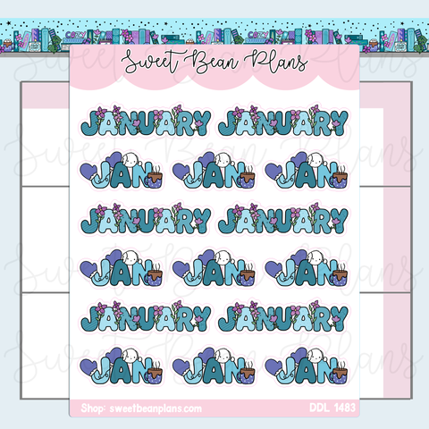 January Bean Banners Vinyl Planner Stickers | Ddl 1483