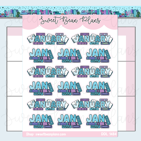 January Bookish Banners Vinyl Planner Stickers | Ddl 1484