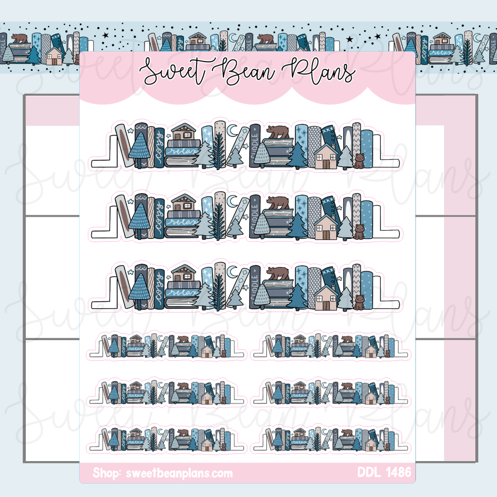 Winter Cabin Bookshelf Vinyl Planner Stickers | Ddl 1486