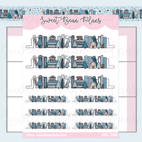 Winter Cabin Bookshelf Vinyl Planner Stickers | Ddl 1486