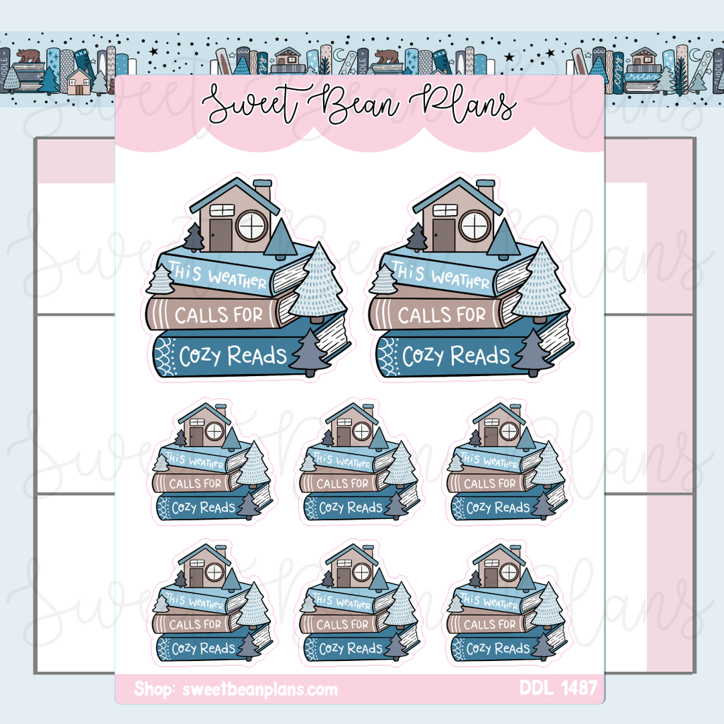 Winter Cabin Book Stack Vinyl Planner Stickers | Ddl 1487