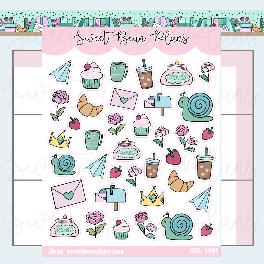 February 2026 Doodles Vinyl Planner Stickers | Ddl 1491