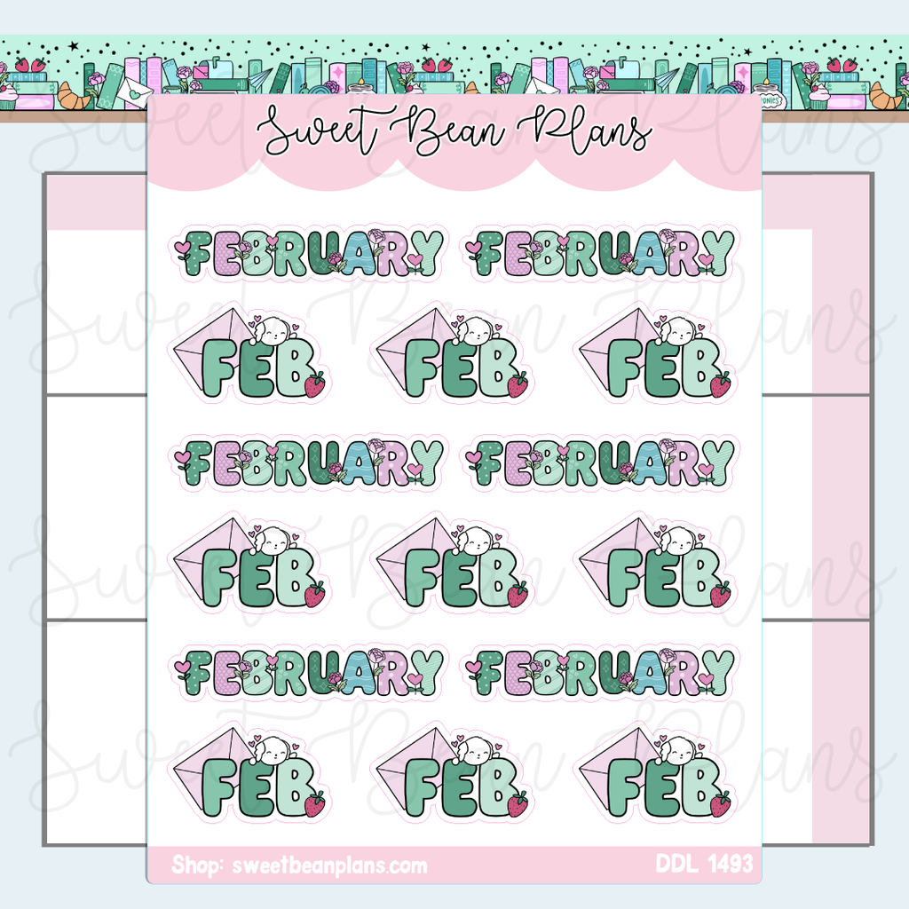 February 2026 Bean Banners Vinyl Planner Stickers | Ddl 1493