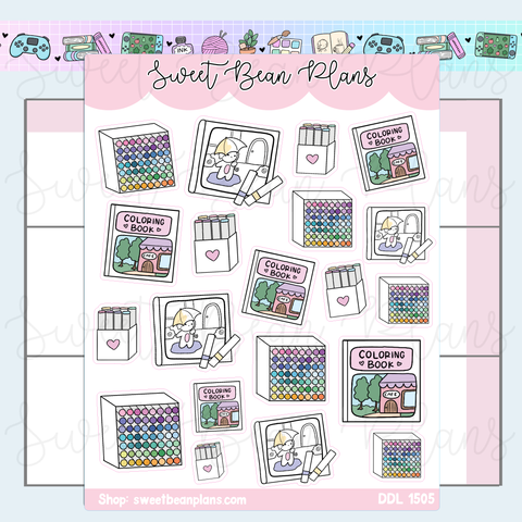 Coloring Book Hobby Vinyl Planner Stickers | Ddl 1505