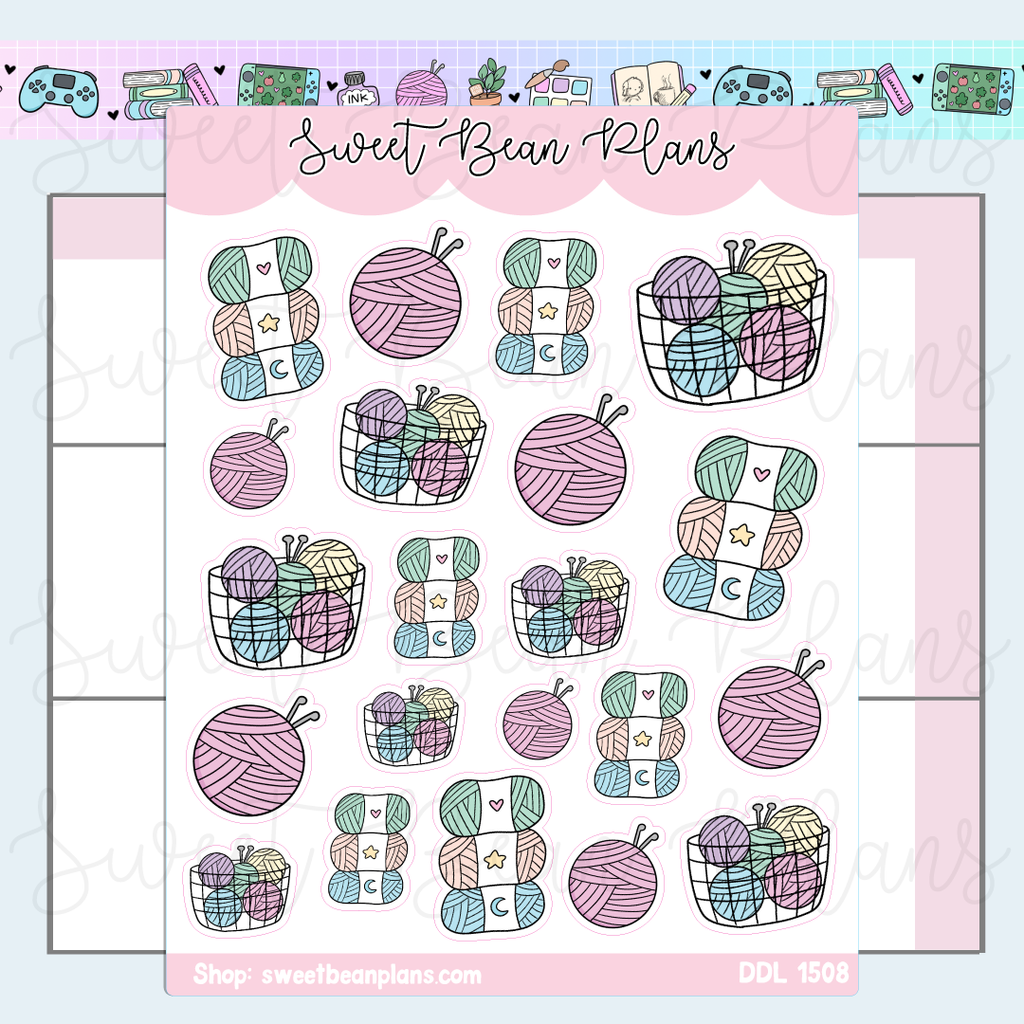 Knitting Hobby Vinyl Planner Stickers | Ddl 1508
