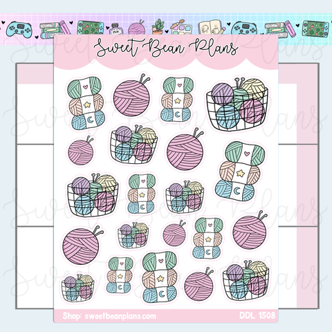 Knitting Hobby Vinyl Planner Stickers | Ddl 1508