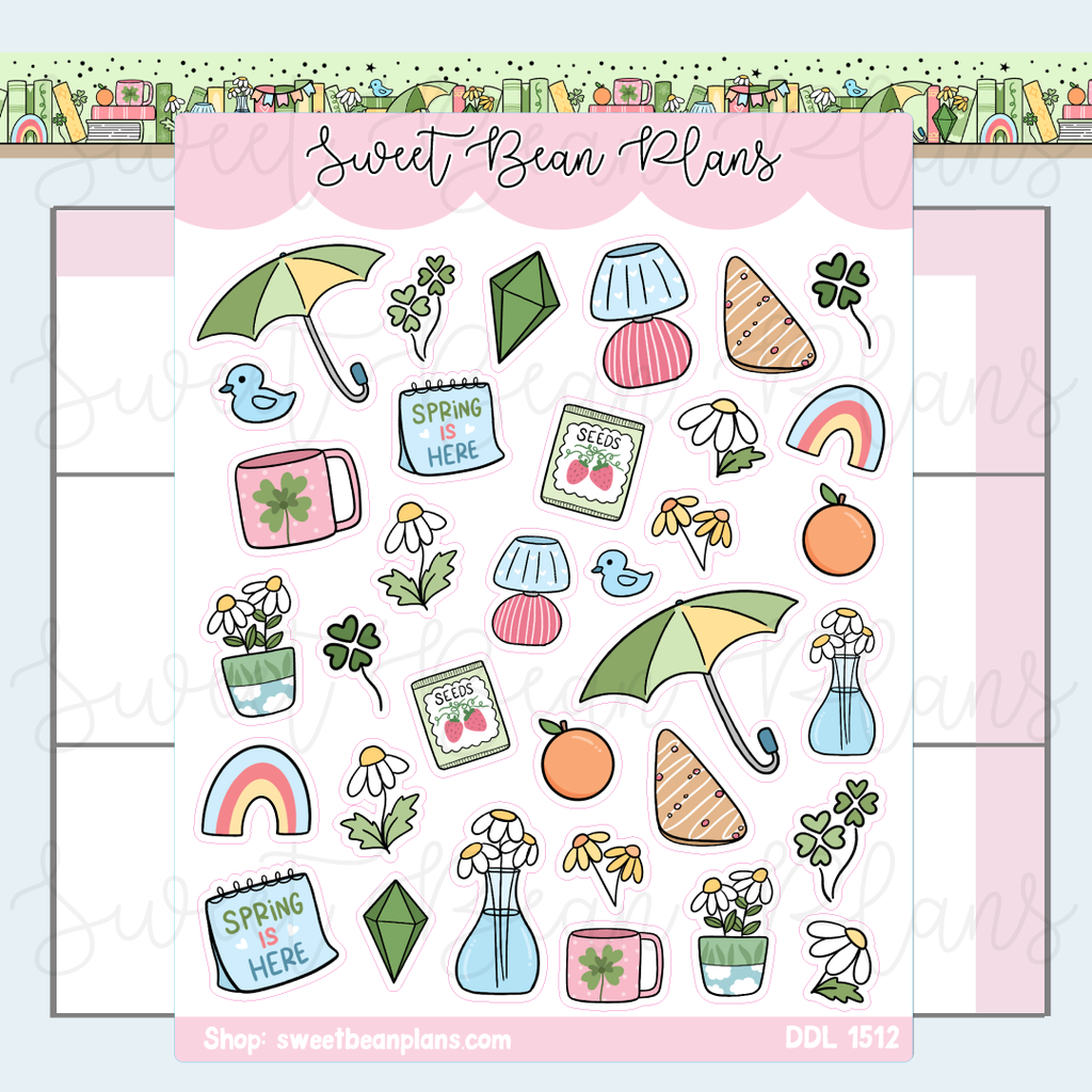 March 2026 Doodles Vinyl Planner Stickers | Ddl 1512