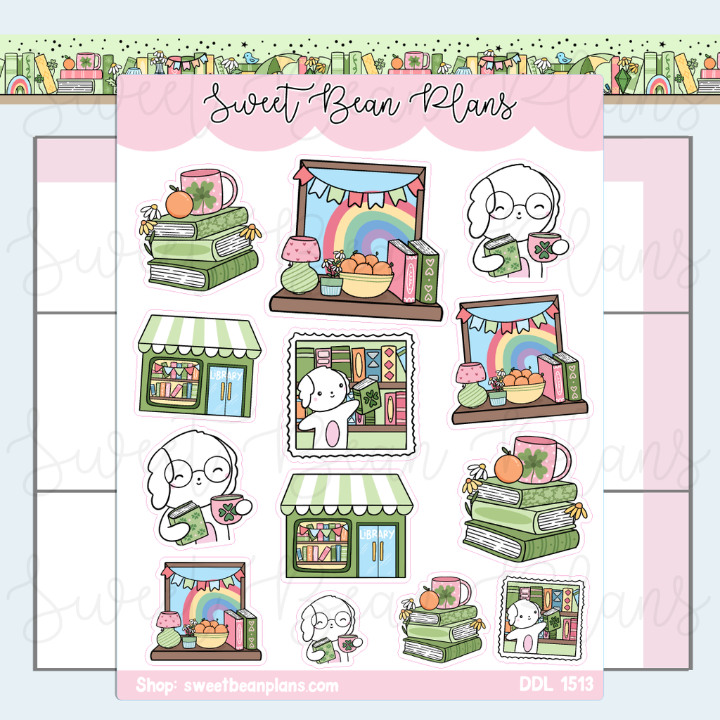 March 2026 Bookish Doodles Vinyl Planner Stickers | Ddl 1513