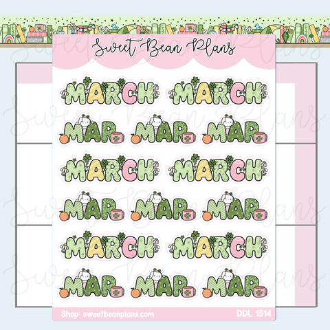 March 2026 Bean Banners Vinyl Planner Stickers | Ddl 1514