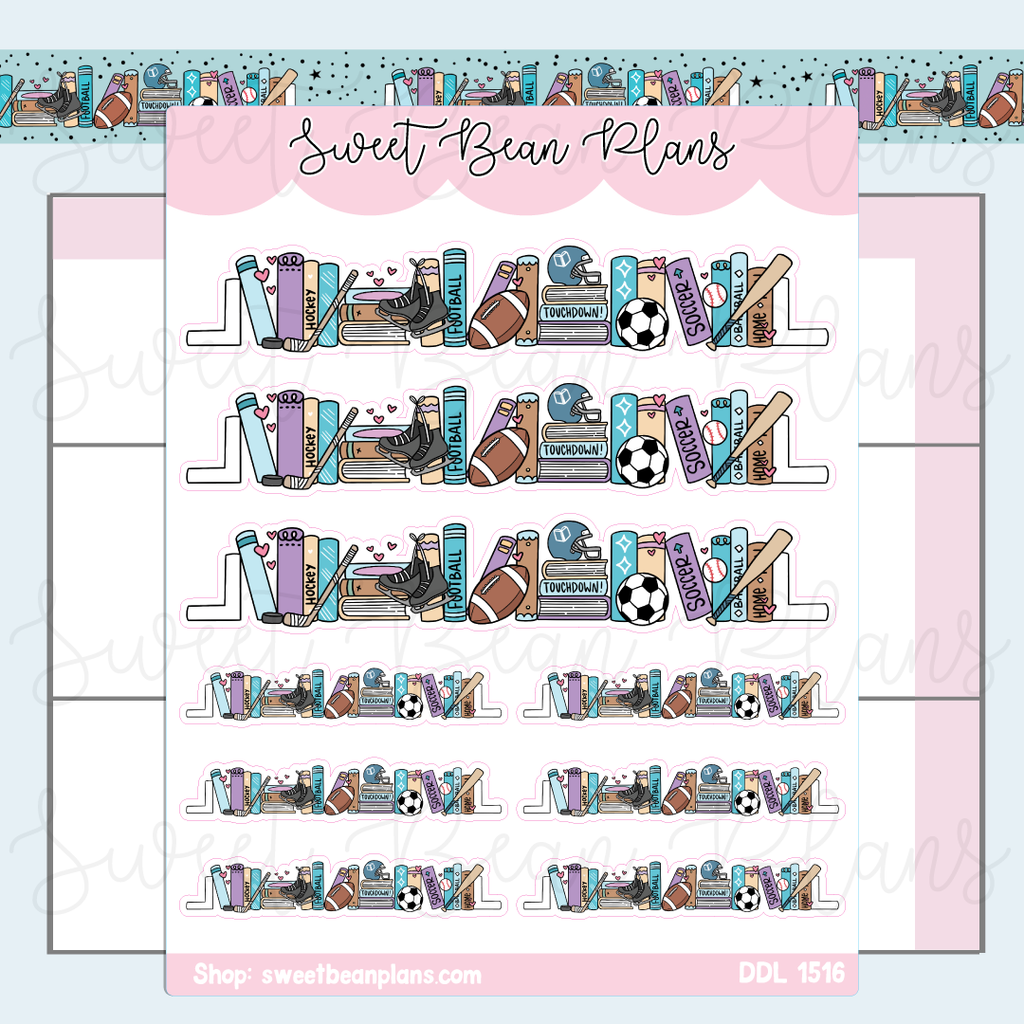 Sports Romance Bookshelf Vinyl Planner Stickers | Ddl 1516
