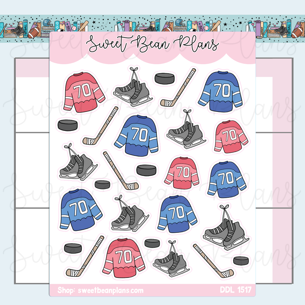 Hockey Doodles Vinyl Planner Stickers | Ddl 1517