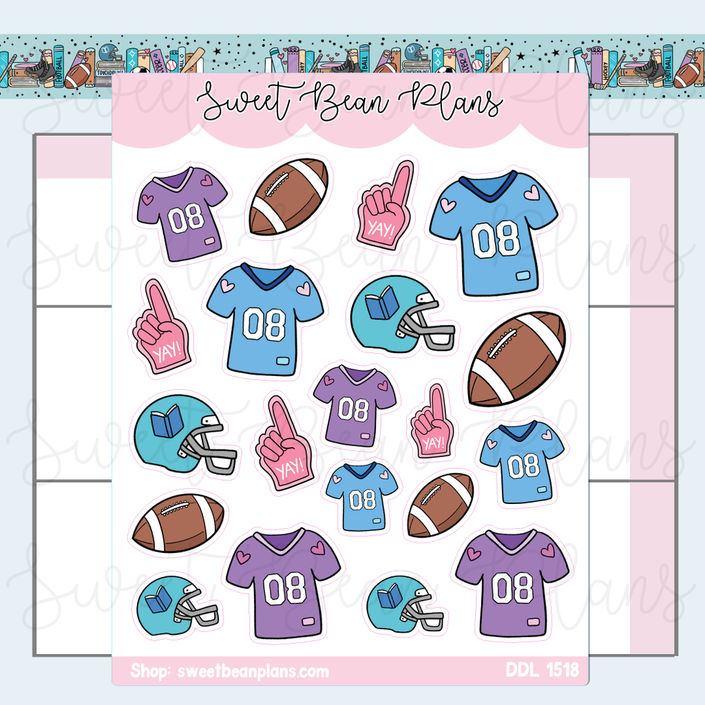 Football Doodles Vinyl Planner Stickers | Ddl 1518