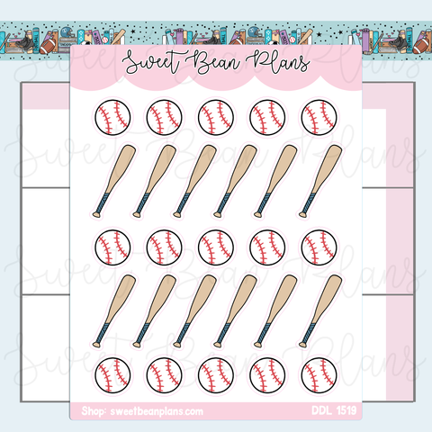 Baseball Doodles Vinyl Planner Stickers | Ddl 1519