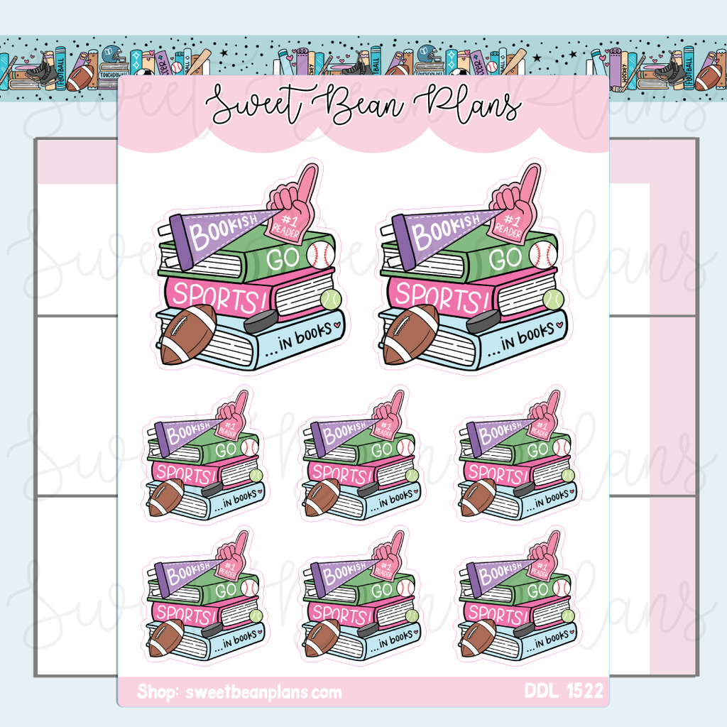 Go Sports Book Stack Vinyl Planner Stickers | Ddl 1522