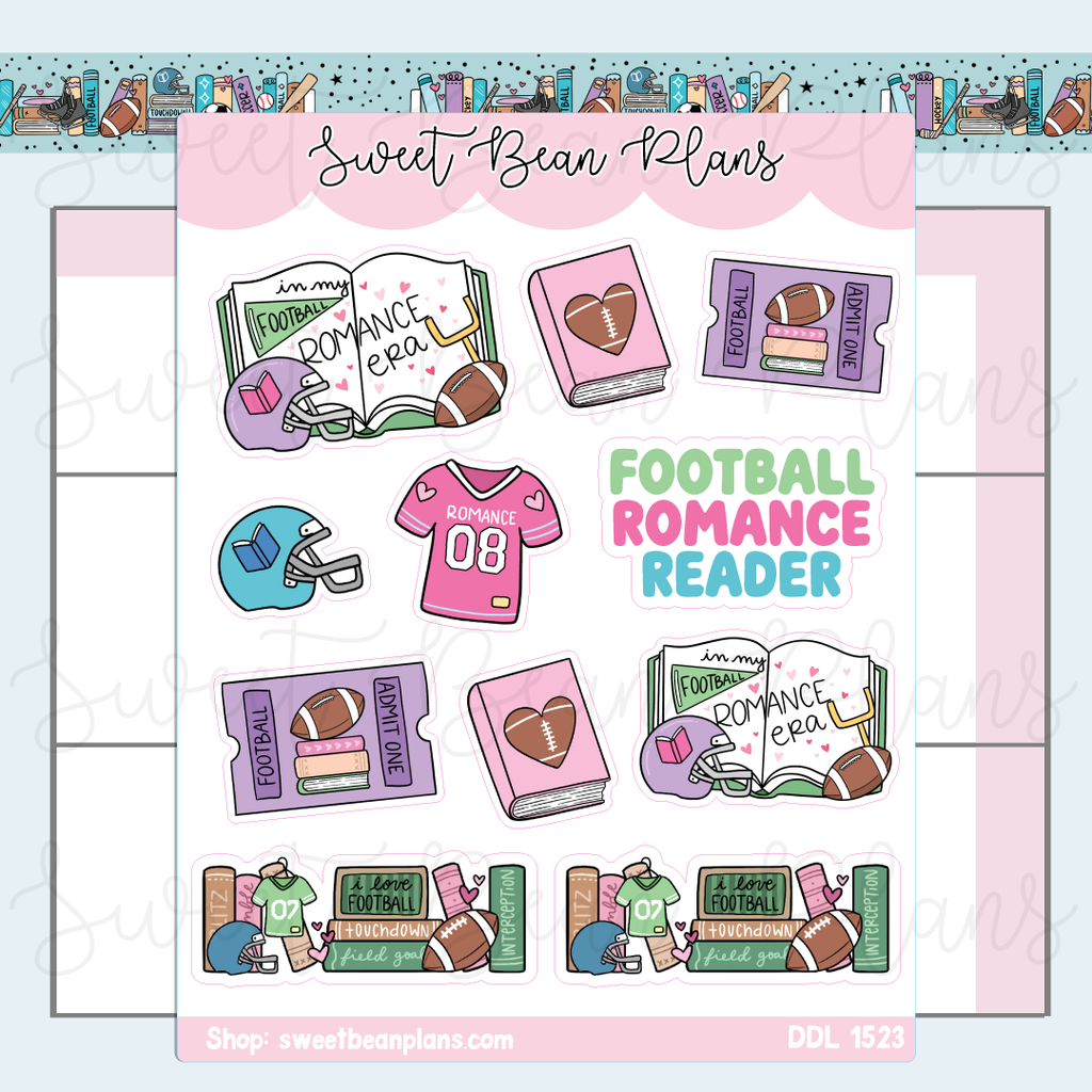 Football Romance Reader Vinyl Planner Stickers | Ddl 1523