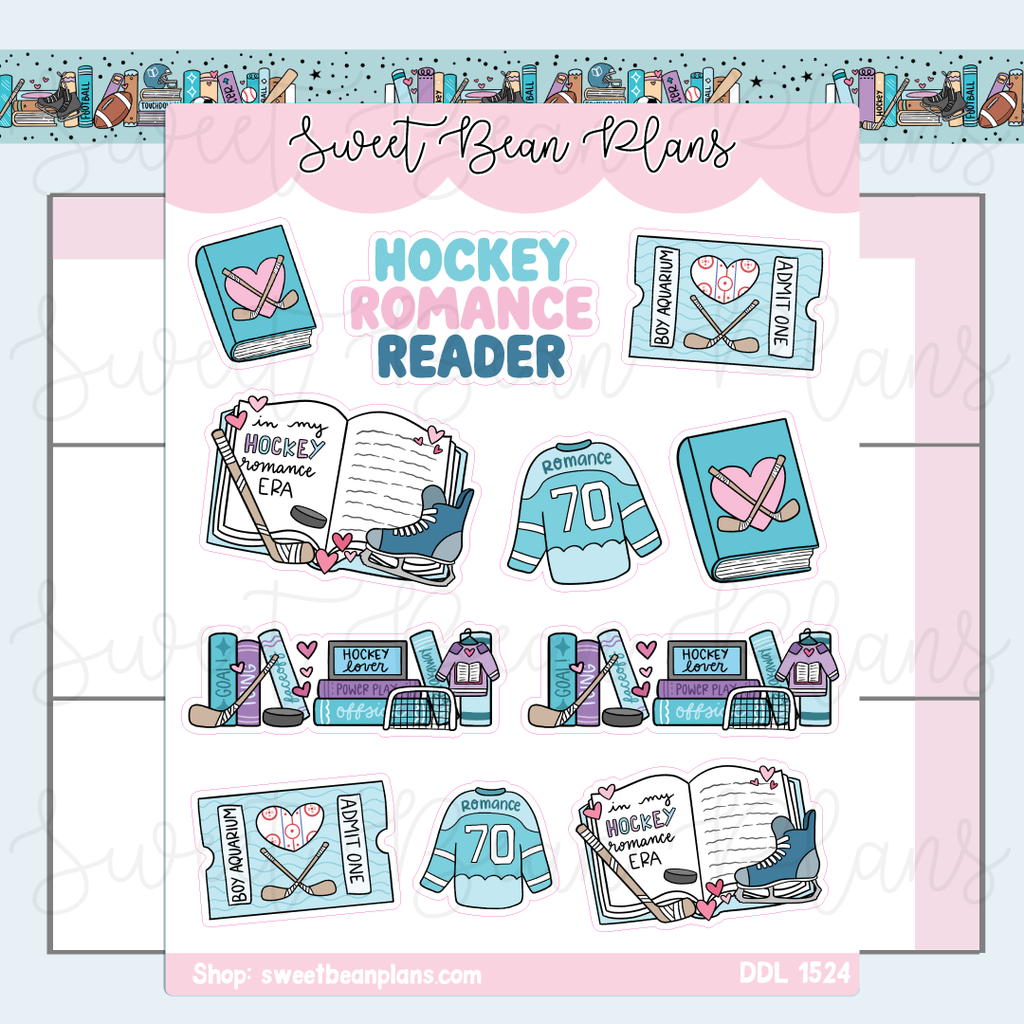 Hockey Romance Reader Vinyl Planner Stickers | Ddl 1524