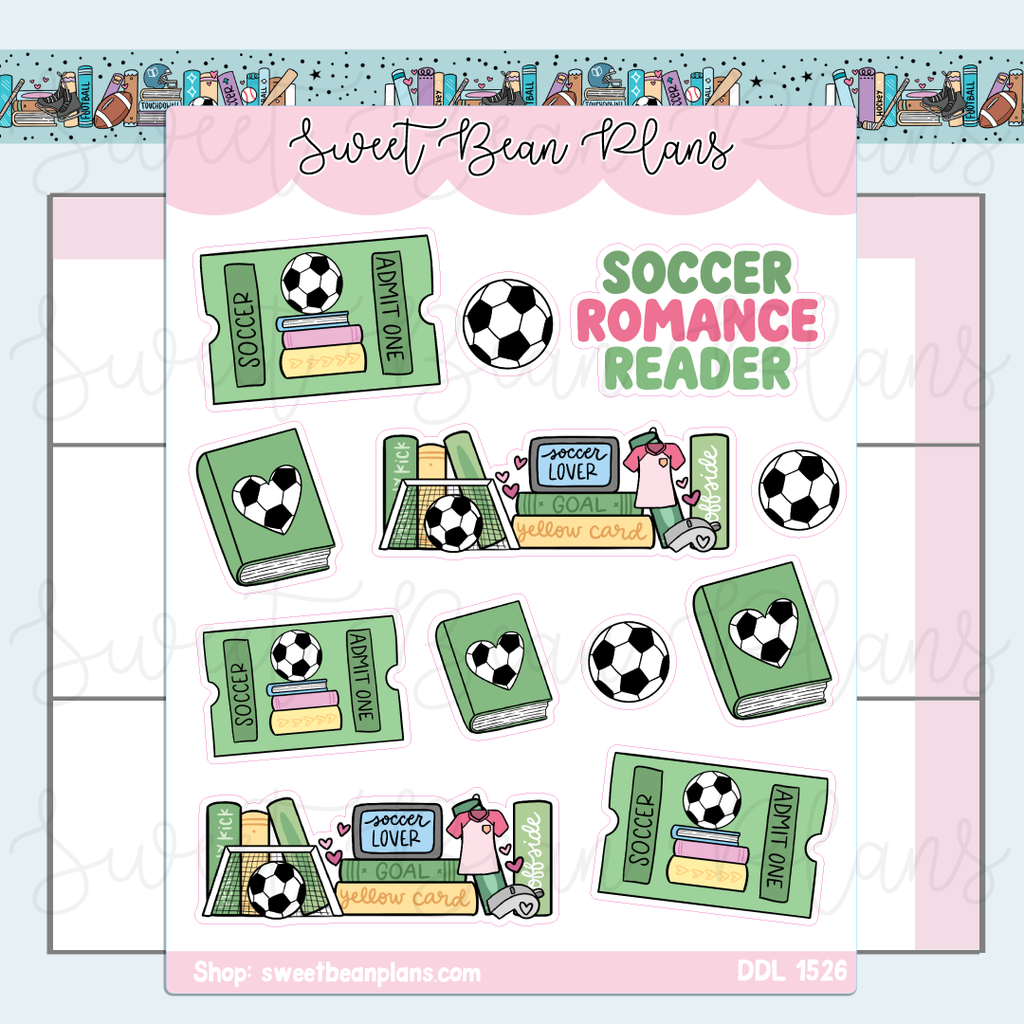 Soccer Romance Reader Vinyl Planner Stickers | Ddl 1526